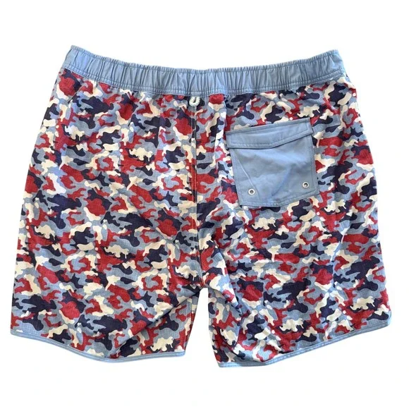 Johnnie-O Hidden Camo Swim Trunks XL Mesh Lined Red White Blue - Picture 4 of 10